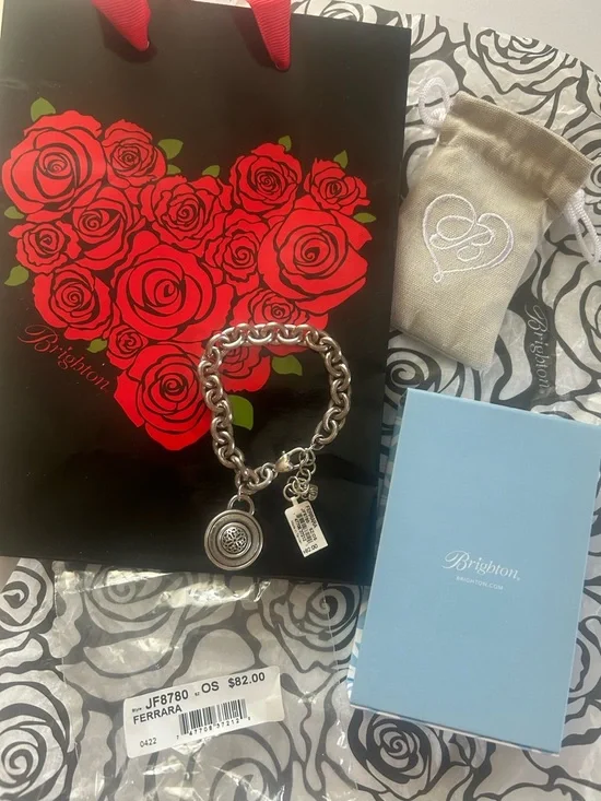 Brighton FERRARA Silver-Tone Link Bracelet with Round Pendant - Picture 2 of 6